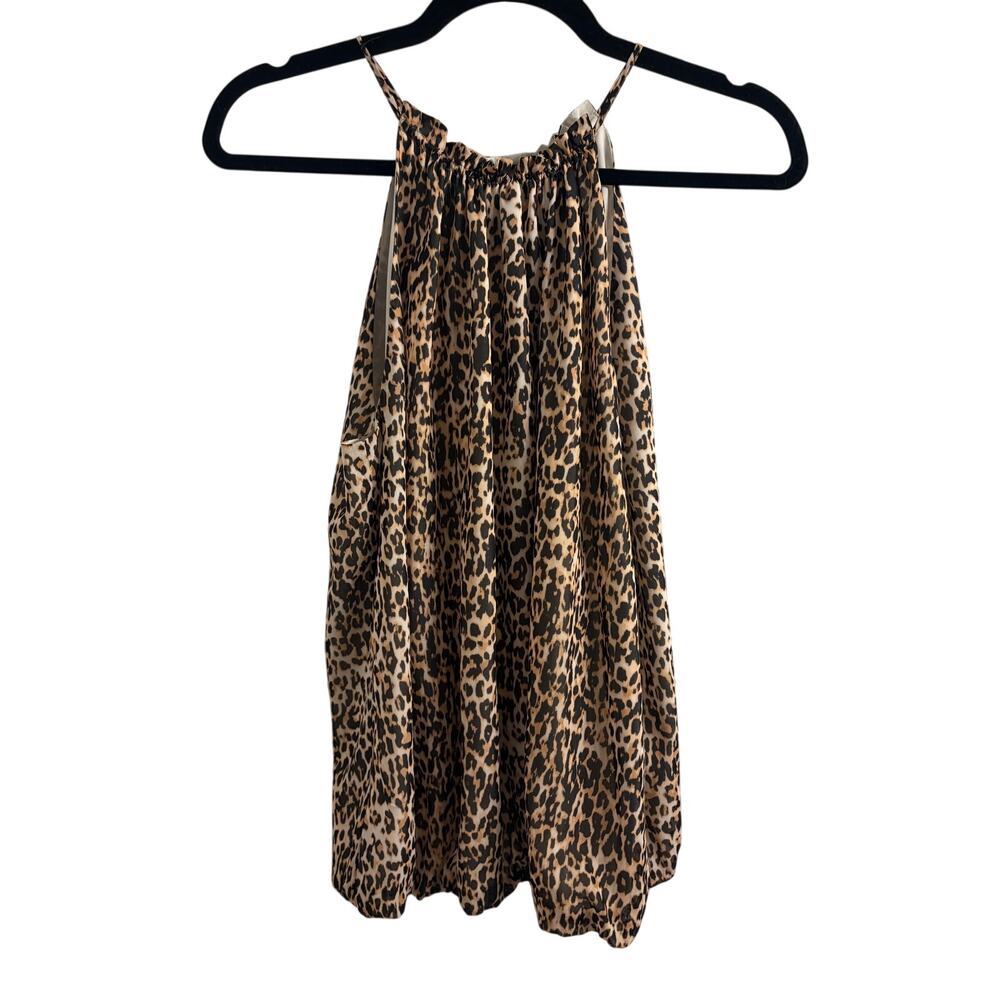 Alex Marie Leopard Print Halter Neck Sleeveless Blouse Animal Print Satin Look M